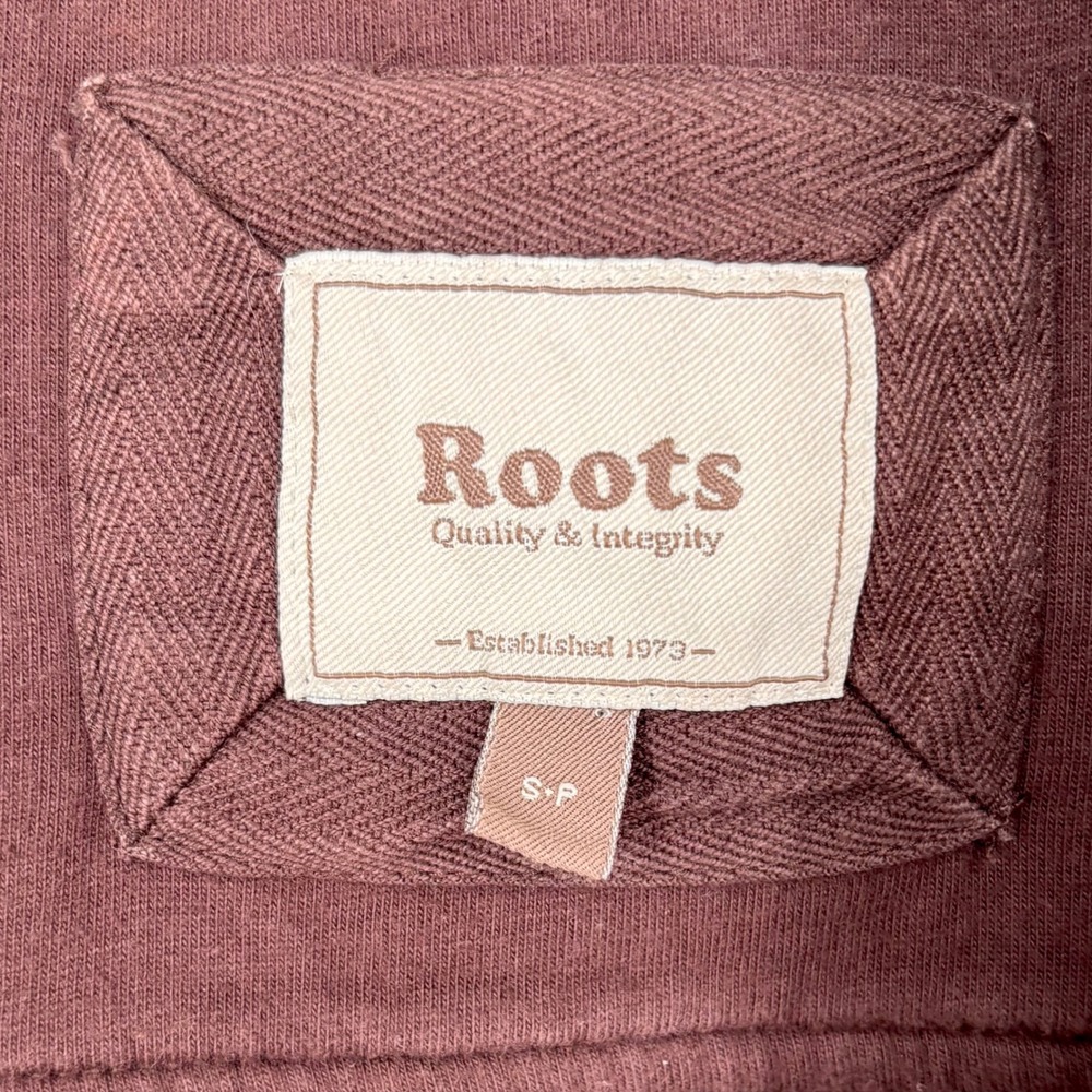Roots Canada Full Zip Track Jacket Sz S Brown Retro Y2K Stretch Knit Thumb Holes - Picture 2 of 14